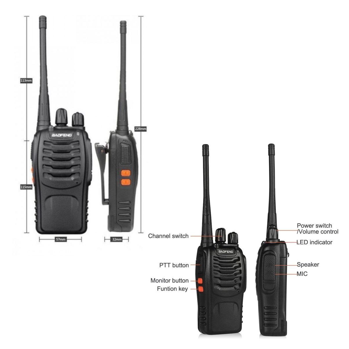 Miniatura 3 de Radio Comunicación X 2 Baofeng Walkie